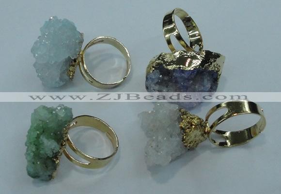 NGR21 18*25mm - 25*30mm nuggets plated druzy quartz rings