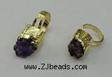 NGR2121 12*16mm - 15*18mm freeform druzy amethyst gemstone rings