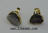NGR2127 20*25mm - 25*35mm freeform plated druzy agate rings