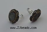 NGR2130 22*28mm - 22*30mm flower plated druzy agate rings