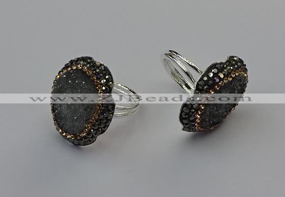 NGR2130 22*28mm - 22*30mm flower plated druzy agate rings