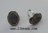 NGR2132 22*28mm - 22*30mm flower plated druzy agate rings