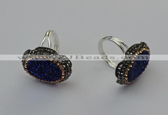 NGR2134 22*28mm - 22*30mm flower plated druzy agate rings