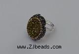 NGR2135 22*28mm - 22*30mm flower plated druzy agate rings