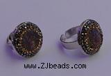 NGR2141 20mm - 22mm coin plated druzy agate gemstone rings