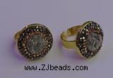 NGR2145 20mm - 22mm coin plated druzy agate gemstone rings