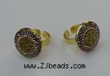 NGR2148 20mm - 22mm coin plated druzy agate rings wholesale