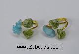 NGR215 5*8mm - 6*10mm freeform druzy agate & peridot rings wholesale