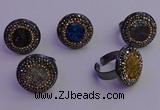 NGR2160 20mm - 22mm coin plated druzy agate gemstone rings