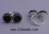 NGR2174 12mm - 14mm coin plated druzy agate rings wholesale