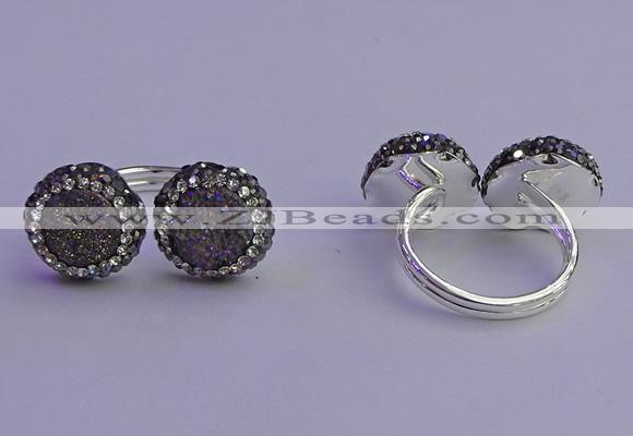 NGR2177 12mm - 14mm coin plated druzy agate rings wholesale