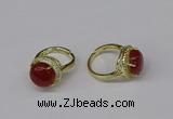 NGR224 12mm flat round agate gemstone rings wholesale