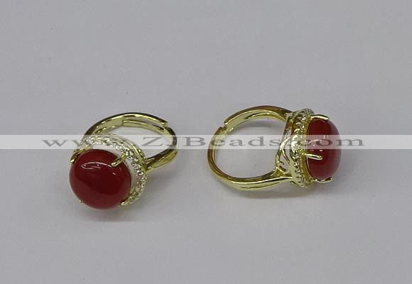 NGR224 12mm flat round agate gemstone rings wholesale