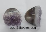 NGR28 35*40mm - 40*45mm freeform druzy amethyst gemstone rings