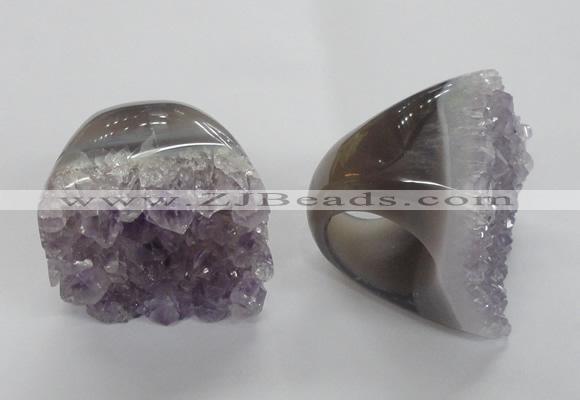 NGR28 35*40mm - 40*45mm freeform druzy amethyst gemstone rings