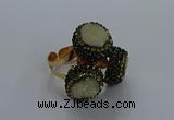 NGR290 14mm - 16mm coin plated druzy agate gemstone rings