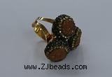 NGR291 14mm - 16mm coin plated druzy agate gemstone rings