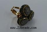 NGR294 14mm - 16mm coin plated druzy agate gemstone rings