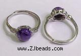 NGR3001 925 sterling silver with 8mm flat  round charoite rings