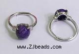 NGR3004 925 sterling silver with 10mm flat  round charoite rings