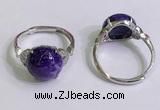 NGR3006 925 sterling silver with 12mm flat  round charoite rings