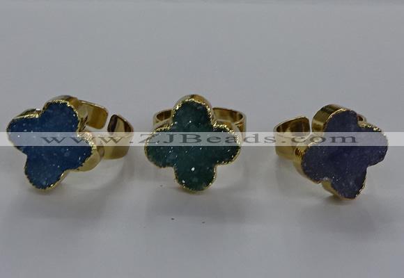 NGR317 18*18mm - 20*20mm flower druzy agate gemstone rings