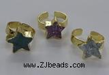 NGR319 15*15mm - 16*16mm star druzy agate gemstone rings