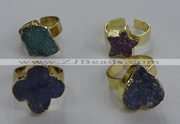 NGR323 10*14mm - 18*20mm freeform druzy agate gemstone rings