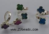 NGR357 15*15mm - 16*16mm flower druzy agate rings wholesale