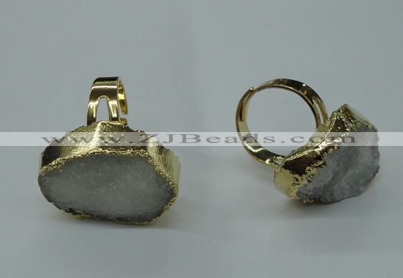 NGR52 18*25mm - 20*30mm freeform plated druzy agate rings