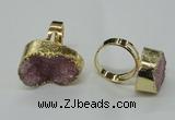 NGR53 18*25mm - 20*30mm freeform plated druzy agate rings