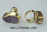 NGR54 18*25mm - 20*30mm freeform plated druzy agate rings