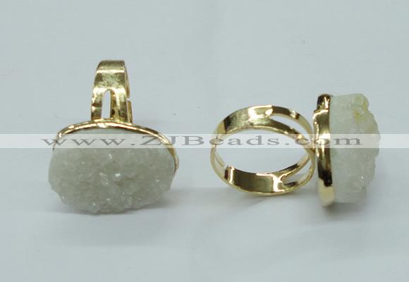 NGR57 15*20mm - 18*25mm freeform plated druzy agate rings