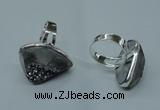 NGR66 15*20mm - 18*25mm freeform plated druzy agate rings