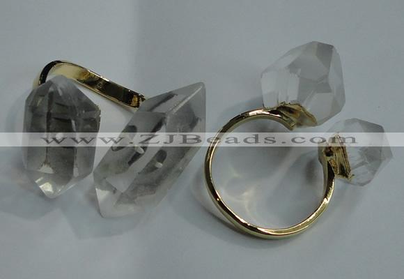 NGR76 15*20mm - 18*25mm faceted nuggets white crystal rings