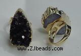 NGR82 20*25mm - 20*30mm freeform druzy amethyst gemstone rings