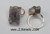 NGR89 15*25mm - 18*28mm freeform druzy amethyst gemstone rings