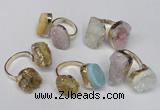 NGR92 15*20mm - 18*25mm freeform plated agate druzy rings