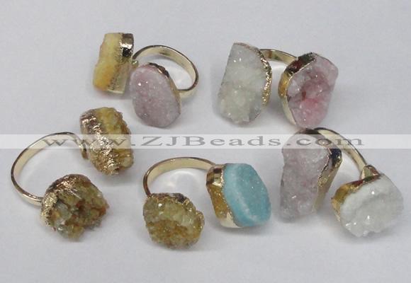 NGR92 15*20mm - 18*25mm freeform plated agate druzy rings