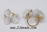 NGR95 15*20mm - 20*25mm nuggets plated druzy quartz rings