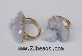 NGR96 15*20mm - 20*25mm nuggets plated druzy quartz rings