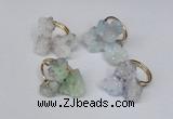 NGR99 15*20mm - 20*25mm nuggets plated druzy quartz rings