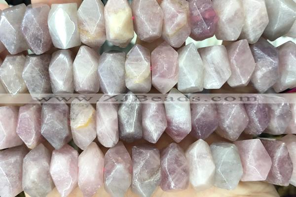 NUGG82 15 inches 13mm - 15mm faceted nuggets rose quartz gemstone beads