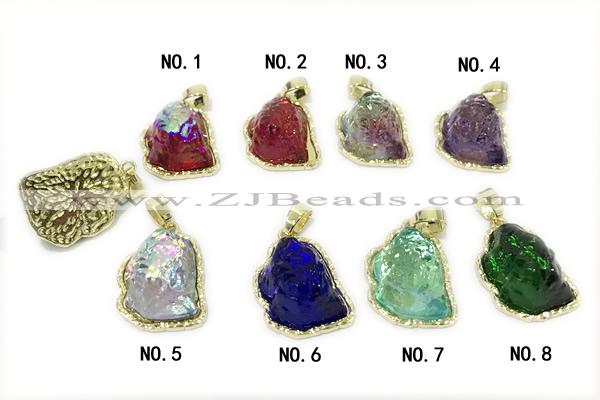Pend02 15*20mm copper pendant acrylic mountain gold plated