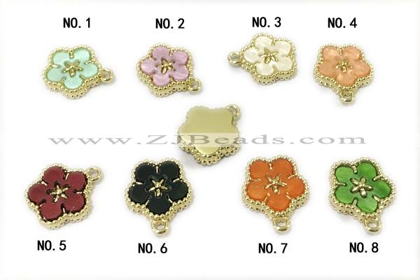 Pend03 12mm copper flower pendant pave resin gold plated