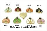 Pend04 16mm copper ladybug pendant pave resin gold plated mixed