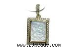 Pend100 18*22mm copper rectangle pendant pave shell zirconia gold plated