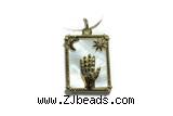 Pend101 16*21mm copper rectangle pendant pave shell zirconia gold plated