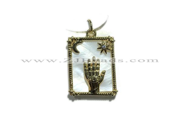 Pend101 16*21mm copper rectangle pendant pave shell zirconia gold plated