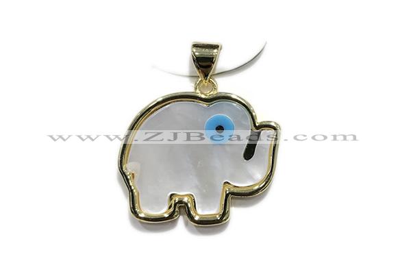 Pend102 20*22mm copper elephant pendant shell gold plated
